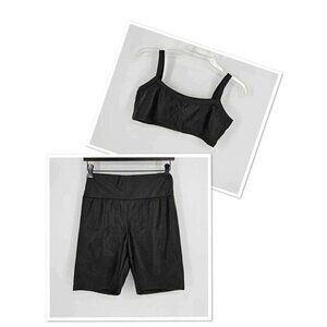 Shein 2 Piece Wide Waistband Black Shorts w/Short Bralette Top Size S/M